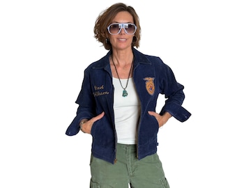 Vintage FFA Zipper Corduroy Jacket Size 38 Blue Colour - Etsy