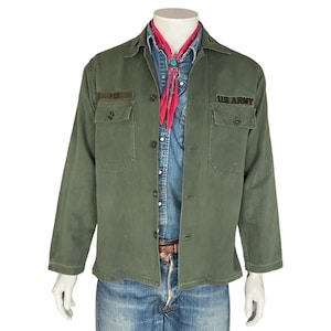 Med . Authentic 60s Vintage US Army Vietnam war era OG 107 fatigue shirt