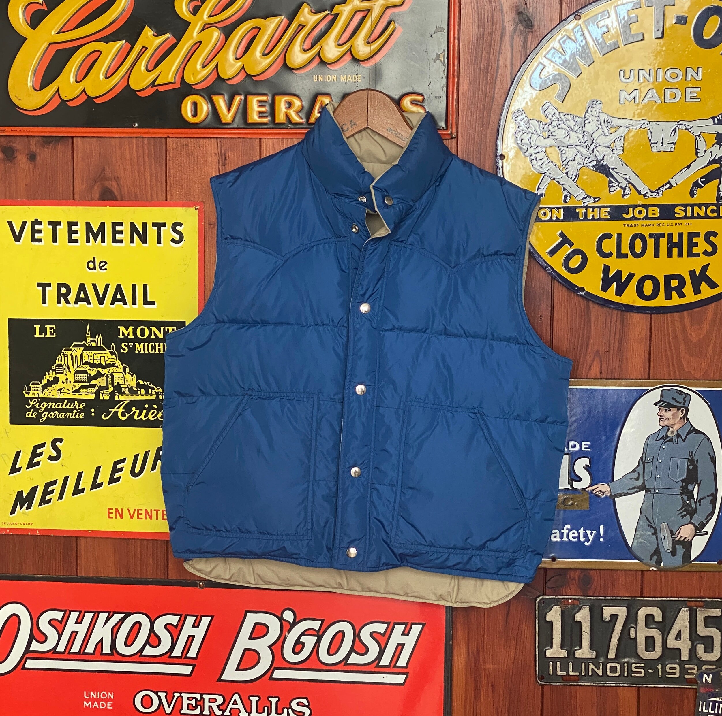 Vintage Reversible Duck Down Vest – Size Medium – Classic 1980s