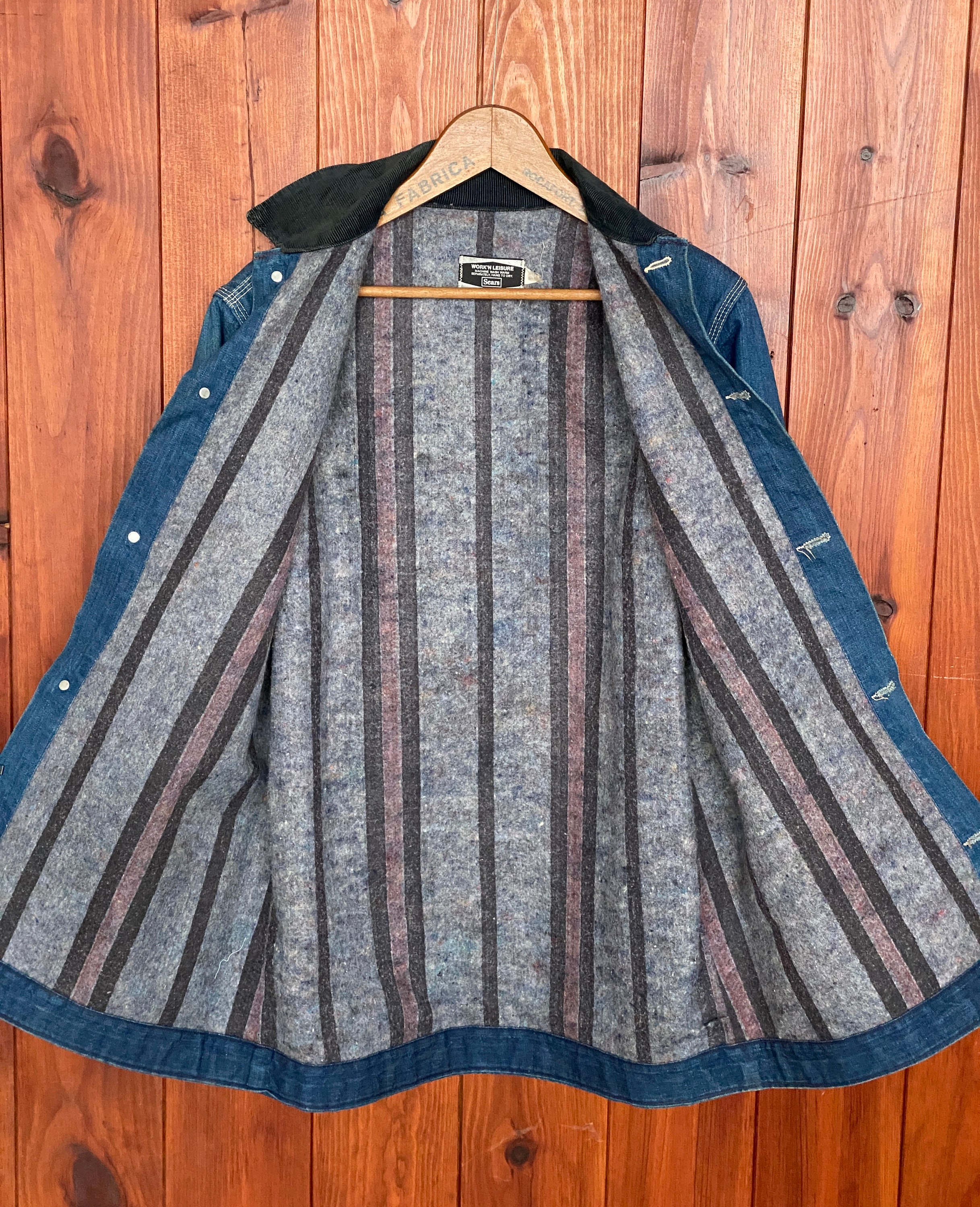 Size Med Tall. Vintage Sears Denim Chore Lined Coat Jacket