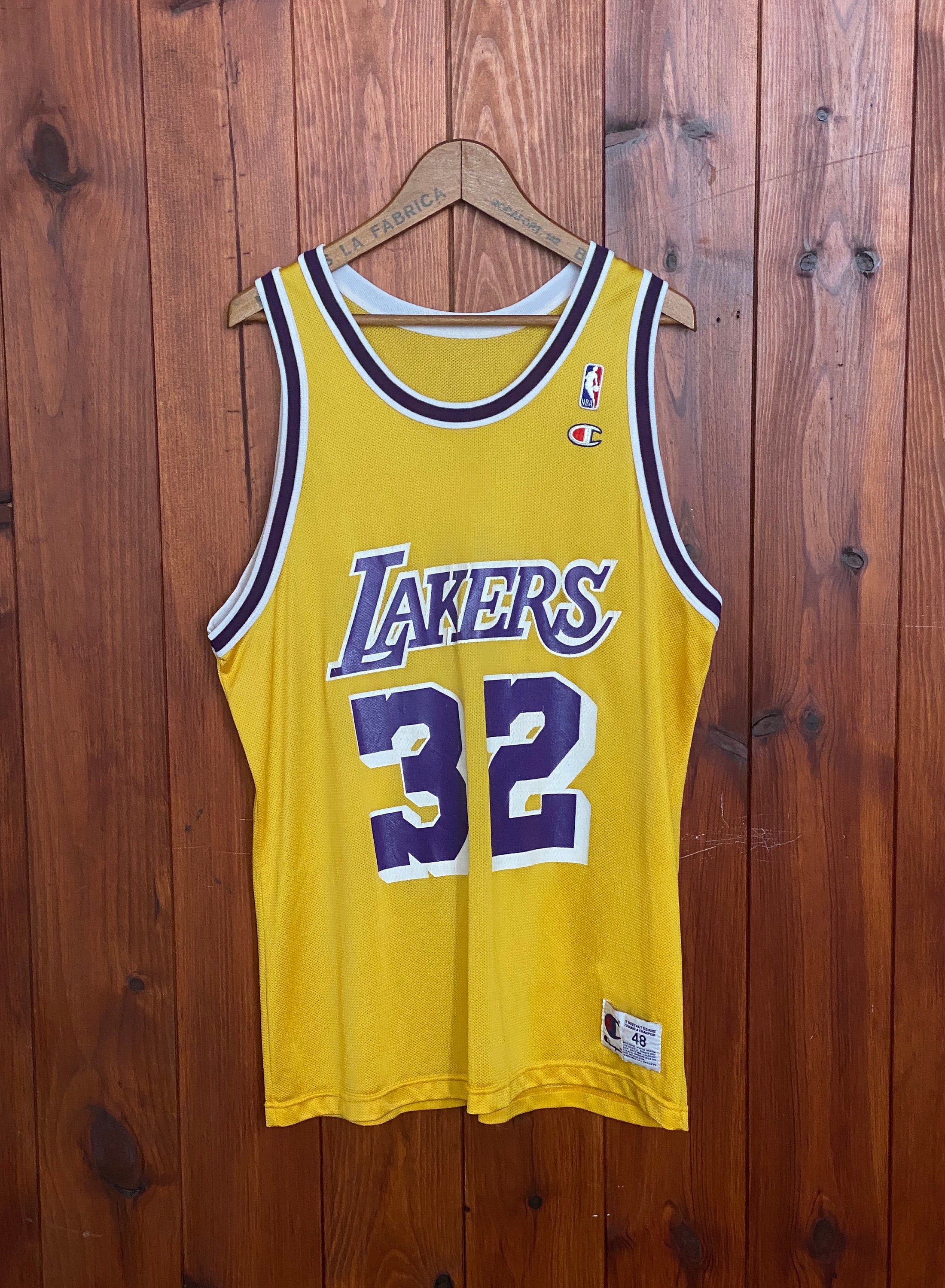 LAKERS 32番 Champion タンクトップ サイズ48 Vintage 90s Lakers Champion Jersey Size 48 - Magic Johnson