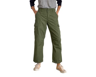 Pantaloni da giungla vintage OG-107 dell'esercito americano del 1968 - Pantaloni militari della guerra del Vietnam, taglia piccola corta
