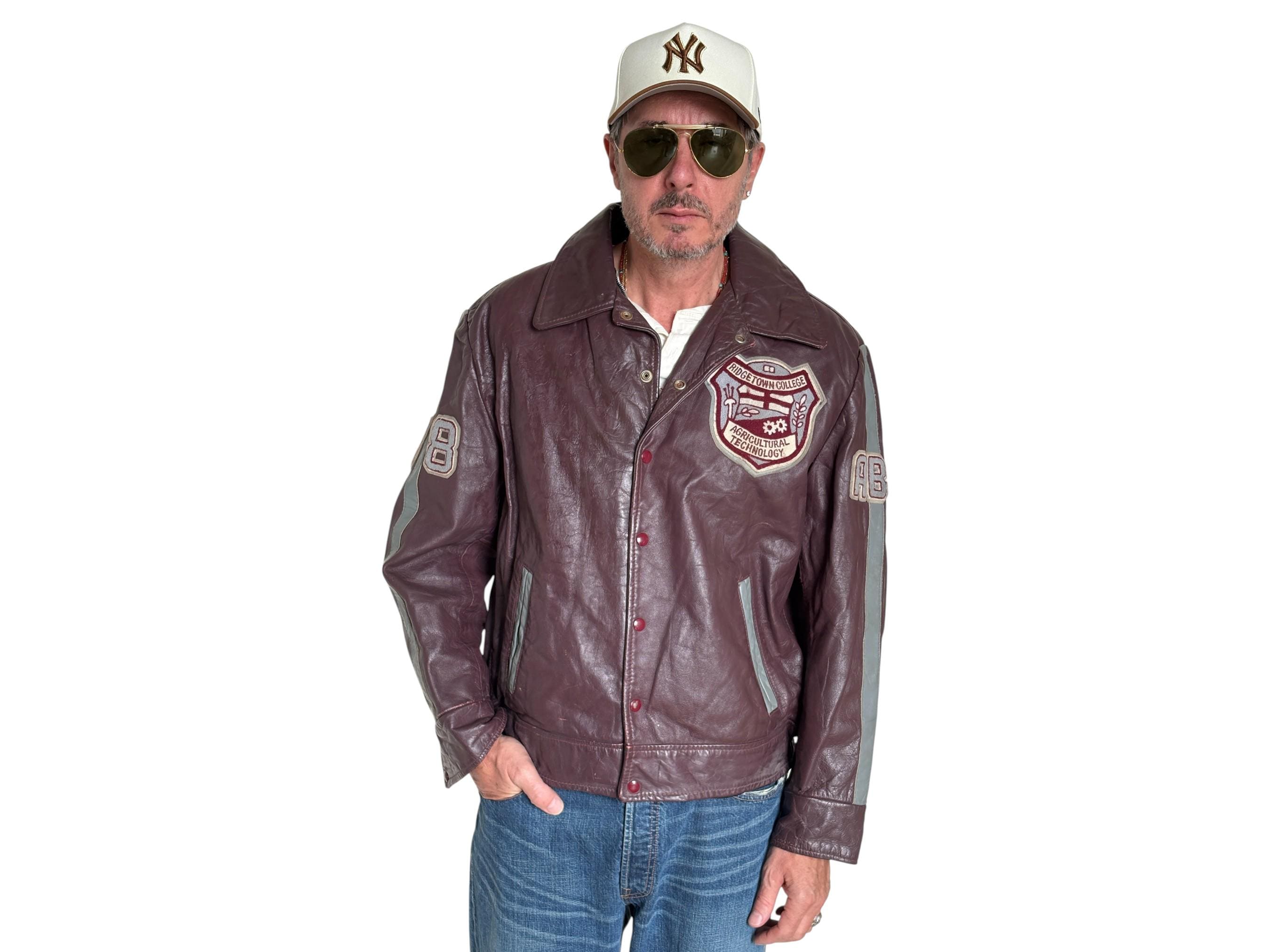 Vintage 90s Varsity Leather Jacket – Canadian Made College Style