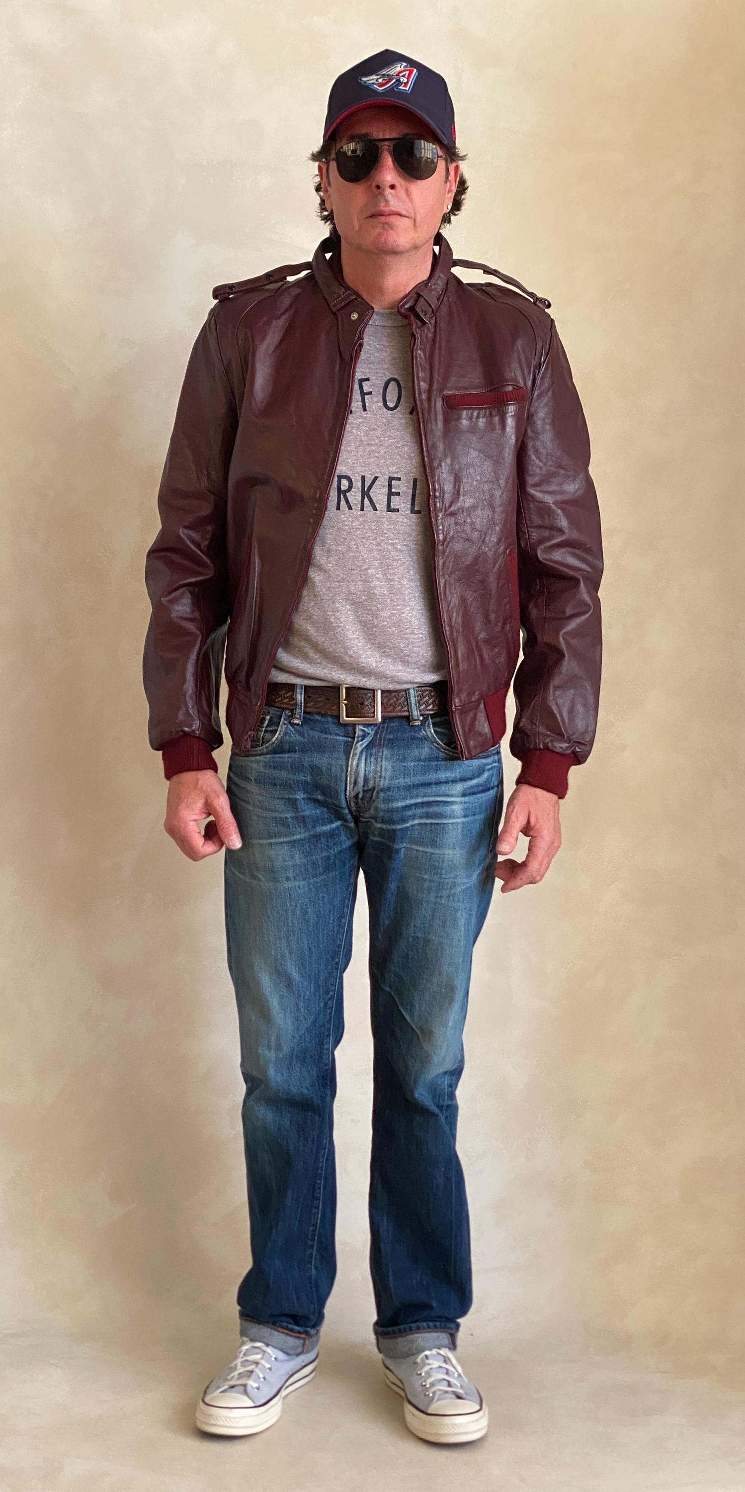 赤リブ◎ 70s~ Jean Pierre leather jacket 48 Jean Pierre Leather Jacket Red/maroon Jean Pierre Genuine