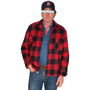Size Large Vintage buffalo plaid wool jacket Made in USA