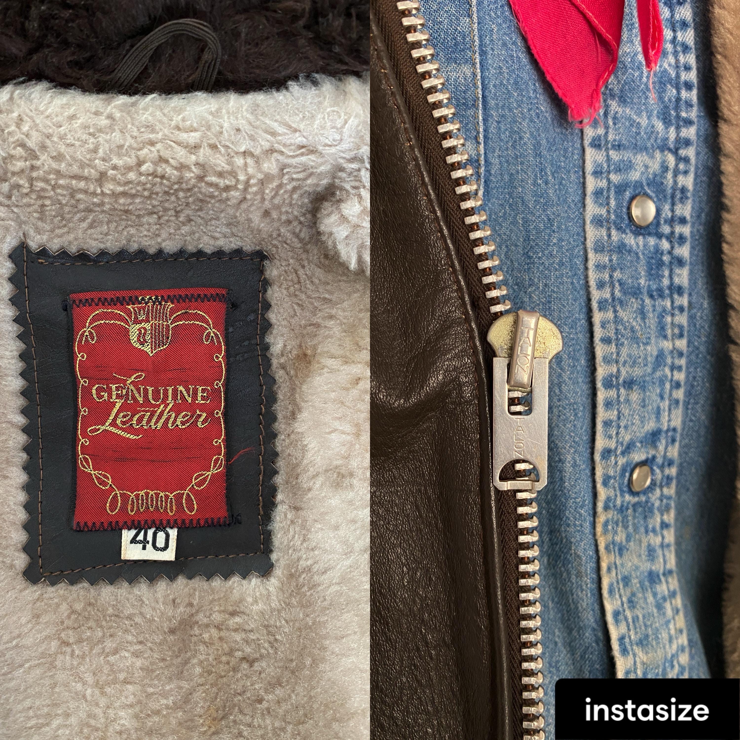 Vintage 70s Leather Flight Jacket: USA Made Talon Zip, Size 40