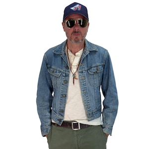 Maat 36US / 46EU. Authentiek Lee Union Made-denimjack uit de jaren 70 – Made in USA – twee borstzakken