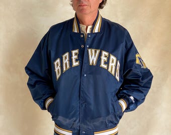 Vintage 1990s Milwaukee Brewers Blue Nylon Jacket by Starter