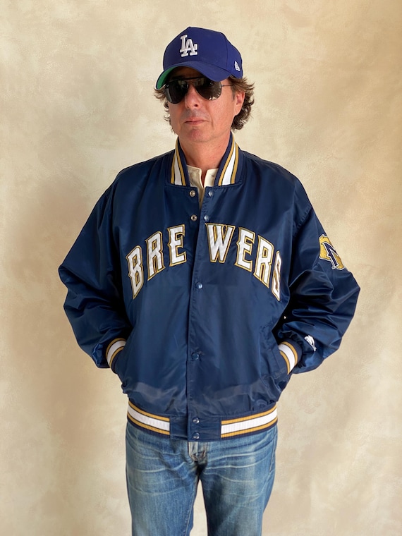 ウェア 90s starter Milwaukee BREWERS jacket MLB Vintage 1990s Milwaukee Brewers Blue Nylon Jacket by Starter