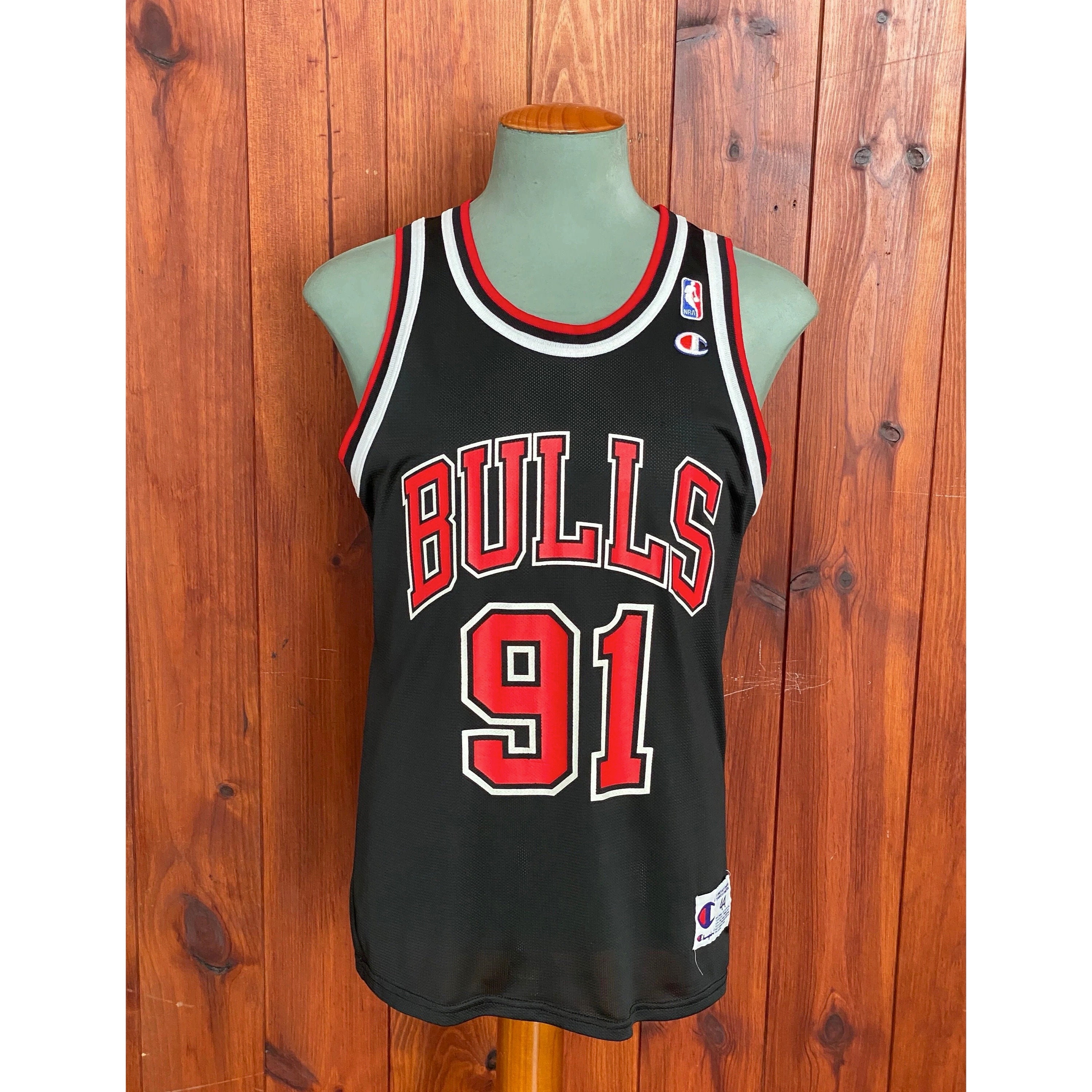 Vintage Champion NBA Chicago Bulls RODMAN #91 Basketball Jersey