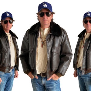 Vintage 90s Flight Leather Jacket Full Zipper Real Leather Mens - Etsy