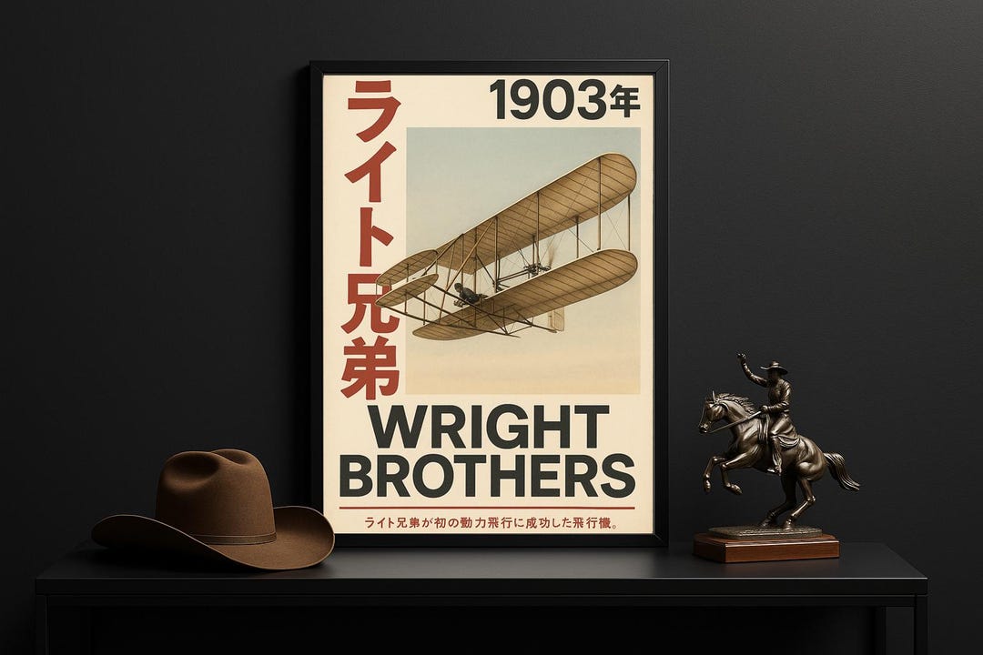 Wright Brothers Poster Print – Japanese Retro USA 1903 Wall Art ...