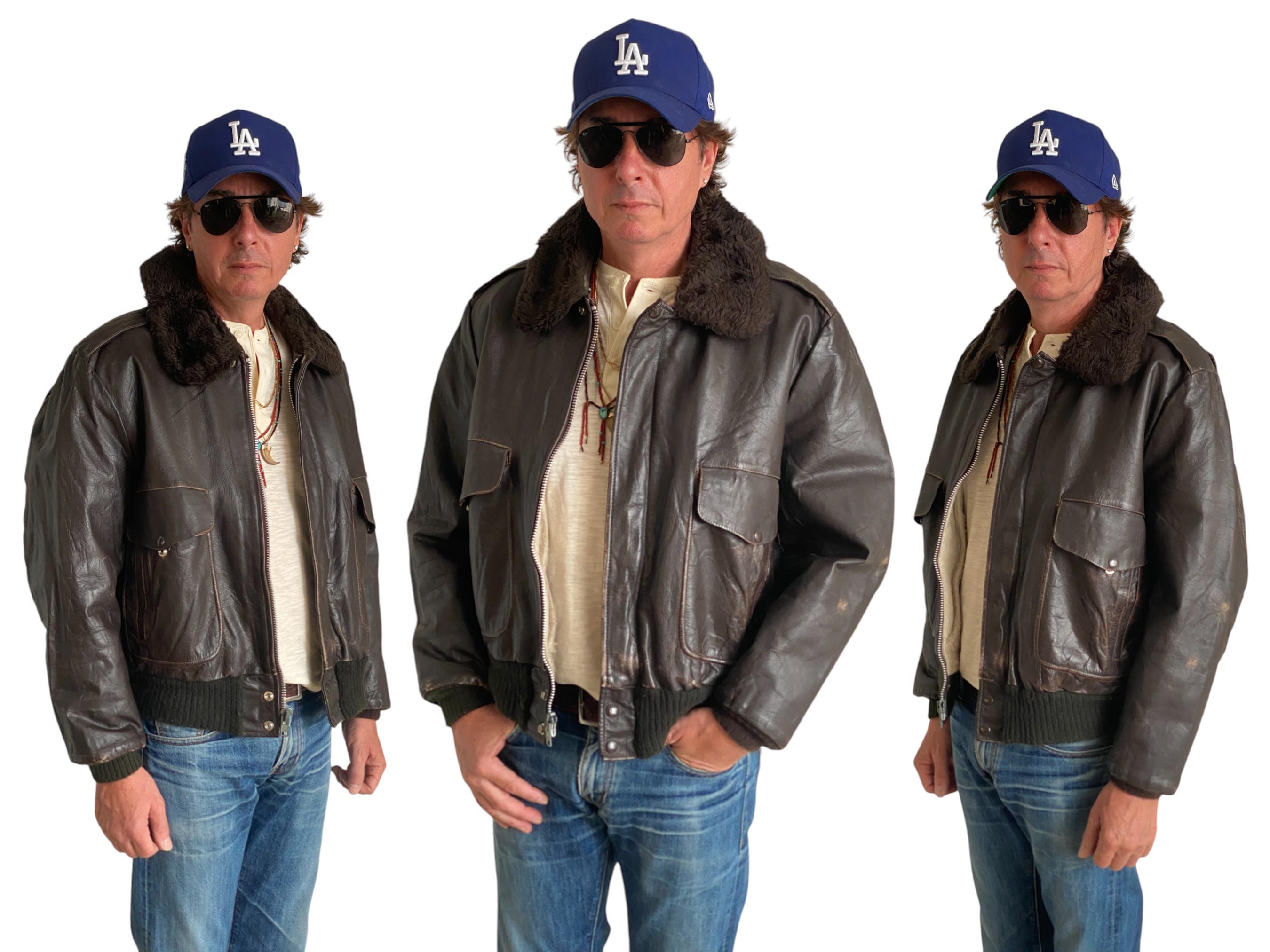 Vintage Streetwear RARE Japanese Aviator Leather Bomber