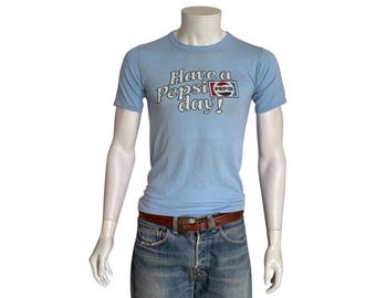 Vintage Distressed Pepsi-Cola-T-shirt uit de jaren 80 – maat Small, Made in USA