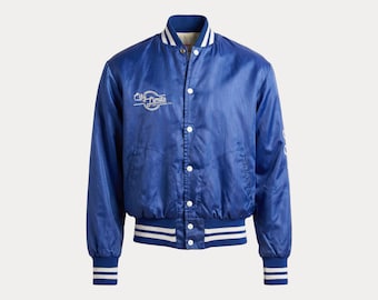 Vintage Empire Varsity Jacket M 70s Bomber Embroidered Blue - Etsy
