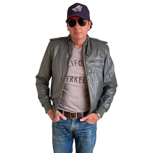 Taille 38 US (48 EU) veste en cuir vintage des années 80 avec doublure amovible