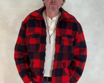 Vintage 1950s Utica N.Y. Wool Jacket Made in USA – Red Black Plaid