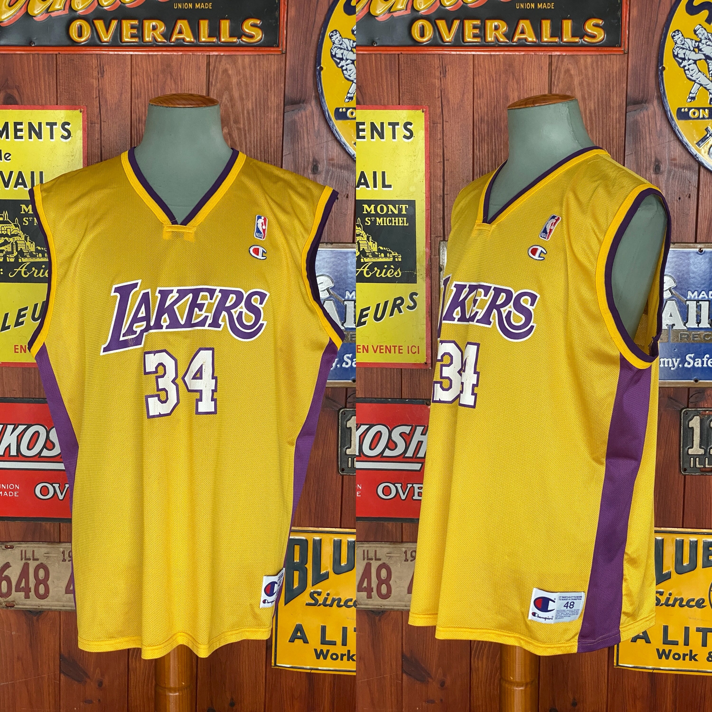 VINTAGE NIKE NBA LA LAKERS SHAQUILLE O'NEAL #34 JERSEY SIZE XL 1990s