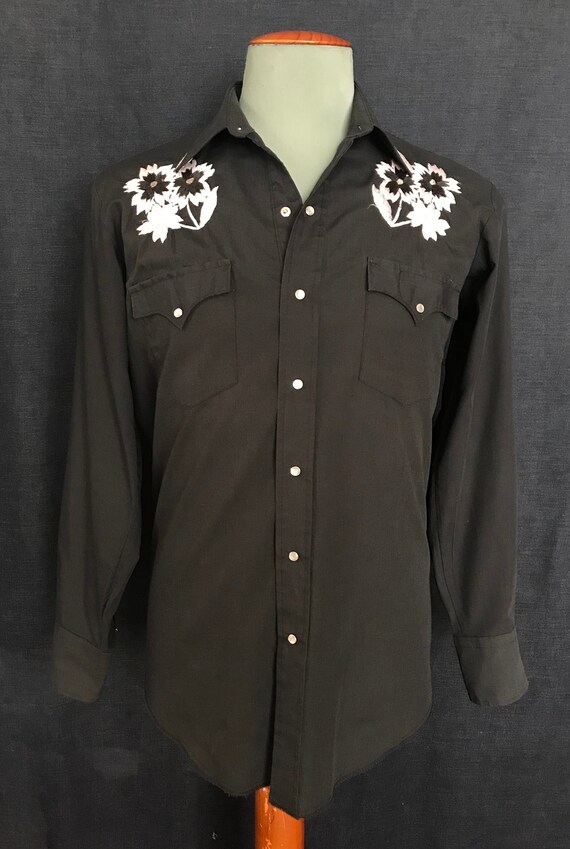 Vintage 70’s floral embroidered western shirt by c