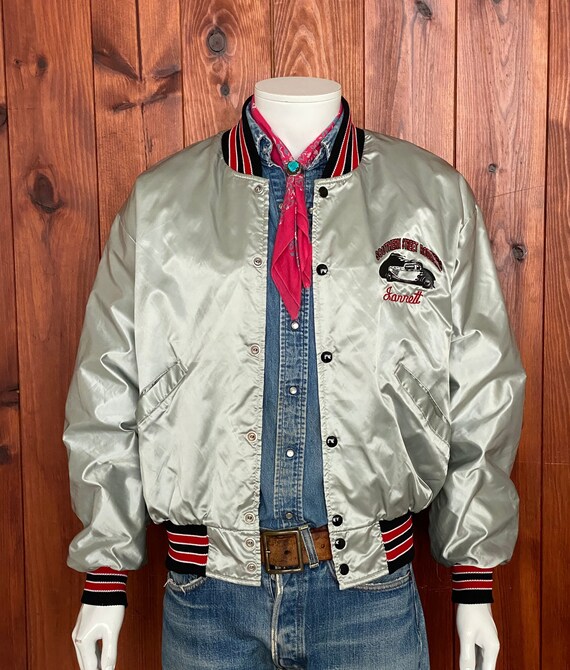 Size L. Made in USA Vintage 80s Satin Bomber Jacket - Etsy Size L. Made in USA Vintage 80s Satin Bomber Jacket - Etsy