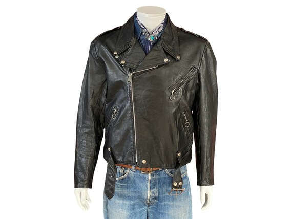 Size 44 USA 54 EU Vintage 70s Brooks Leather Motorcycle Jacket 