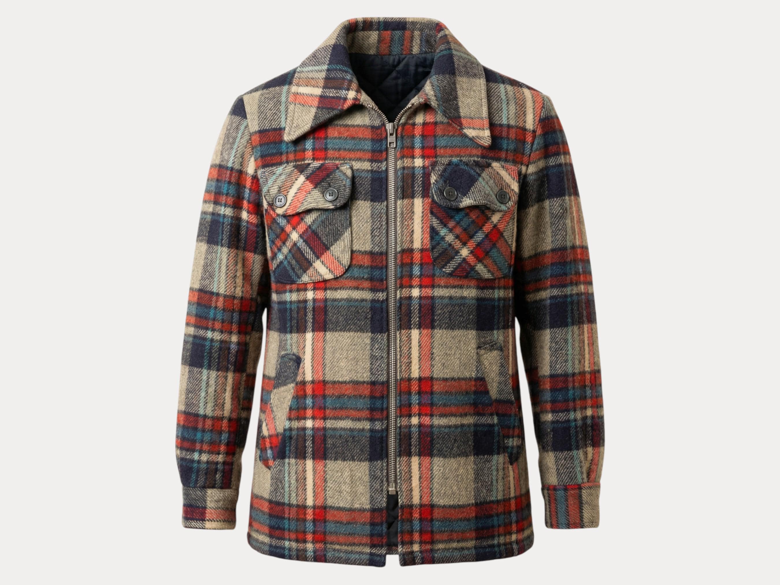 Vintage 70s Plaid Light Wool Coat – Made in Italy Size 46EU - Etsy