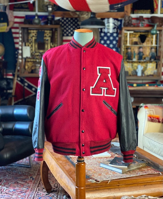 Butwin / Red Black Wool Leather Varsity Letterman / Annandale High