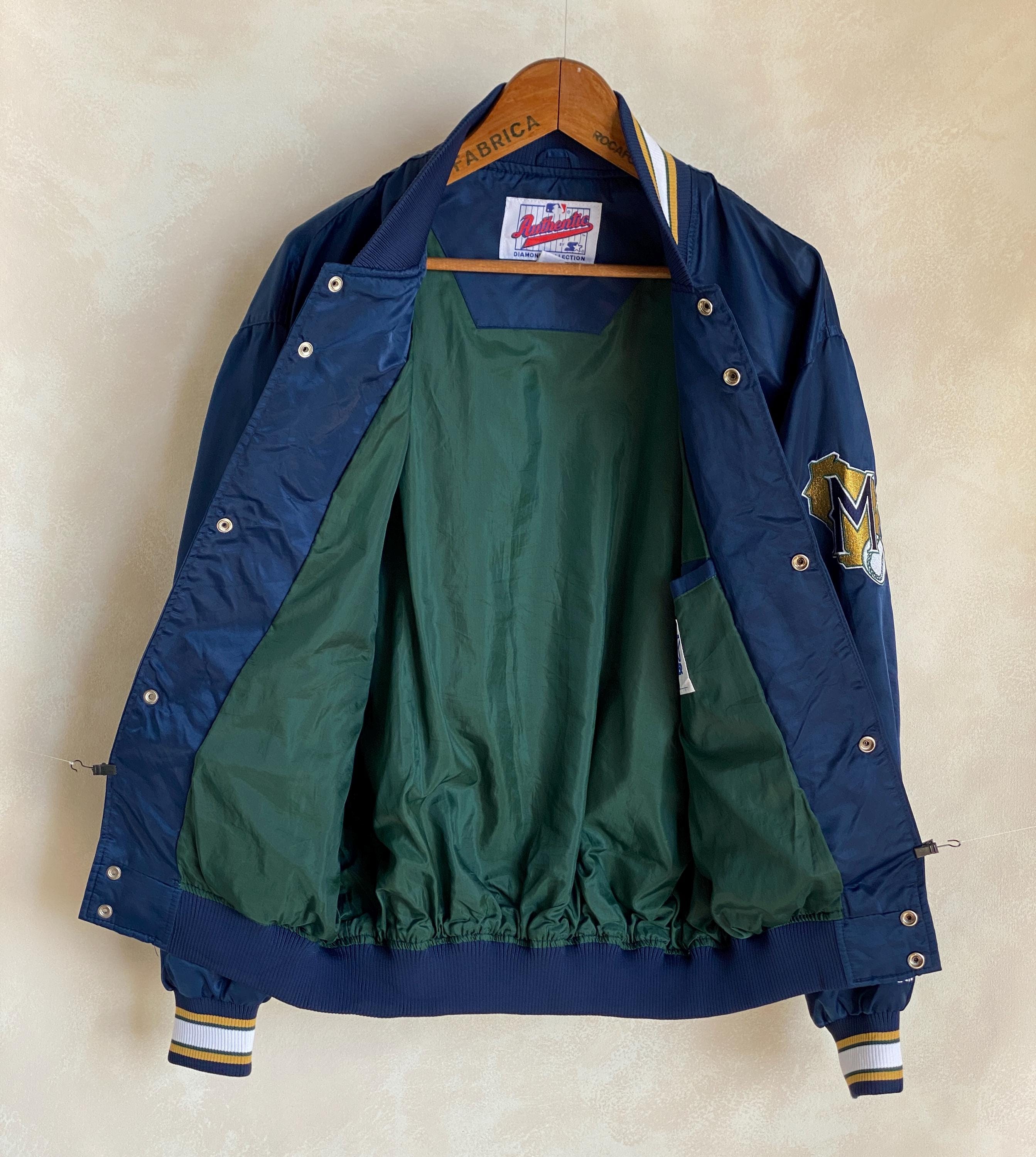 ウェア 90s starter Milwaukee BREWERS jacket MLB Vintage 1990s Milwaukee Brewers Blue Nylon Jacket by Starter