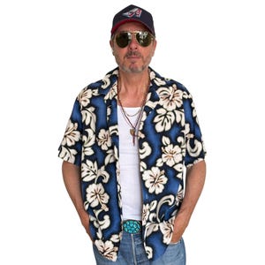 Size Youth XL  . Vintage 80s Hawaiian cotton shirt made by RJC