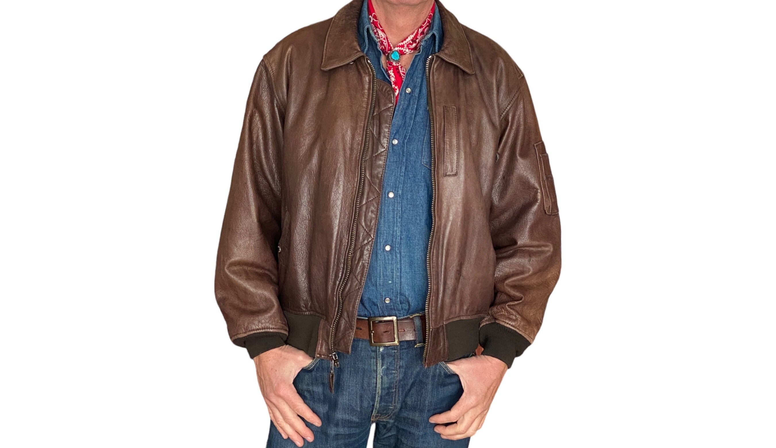 ジャケット・アウター AVIREX STAR STRIPES M-65 LEATHER JACKET Stars & Stripes Iconic Americana Avirex Blue Leather Jacket