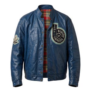 Bundy of Canada / Blaue Eishockey Jacke Varsity / IHL 1971-72 / Größe 44US