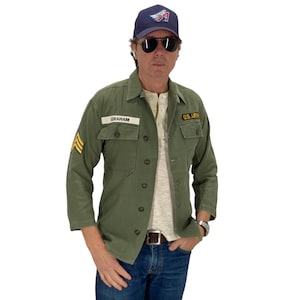 Small. Authentic 60’s US Army Type I vintage OG-107 fatigue shirt.