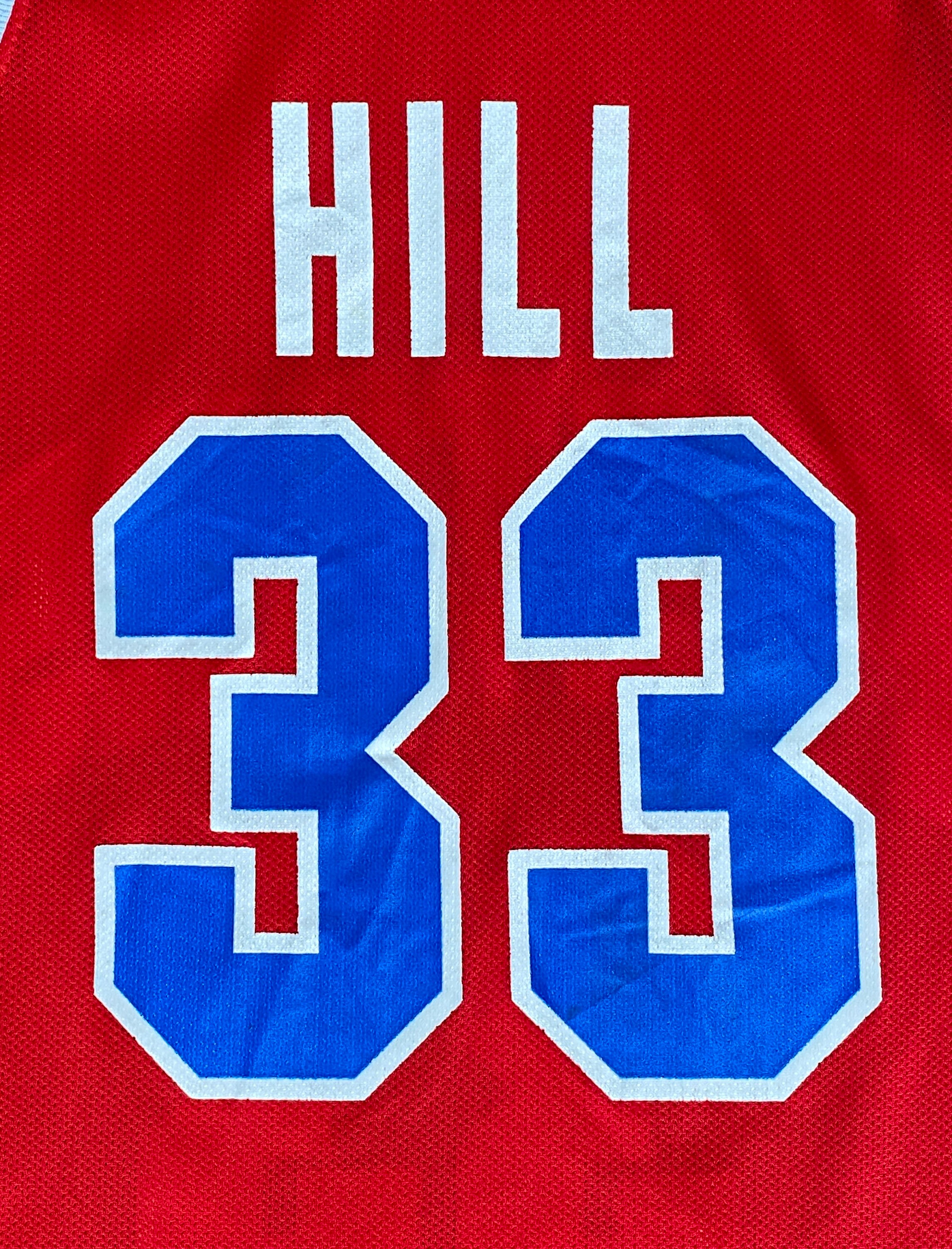 Size 36. #33 Hill Piston 90s Vintage NBA Jersey Made in USA
