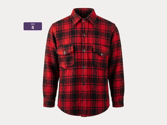 Chippewa, Vintage 1950s Chippewa Wool Shirt – Buffalo Plaid Outdoor Work Shirt Made in USA – Size Small