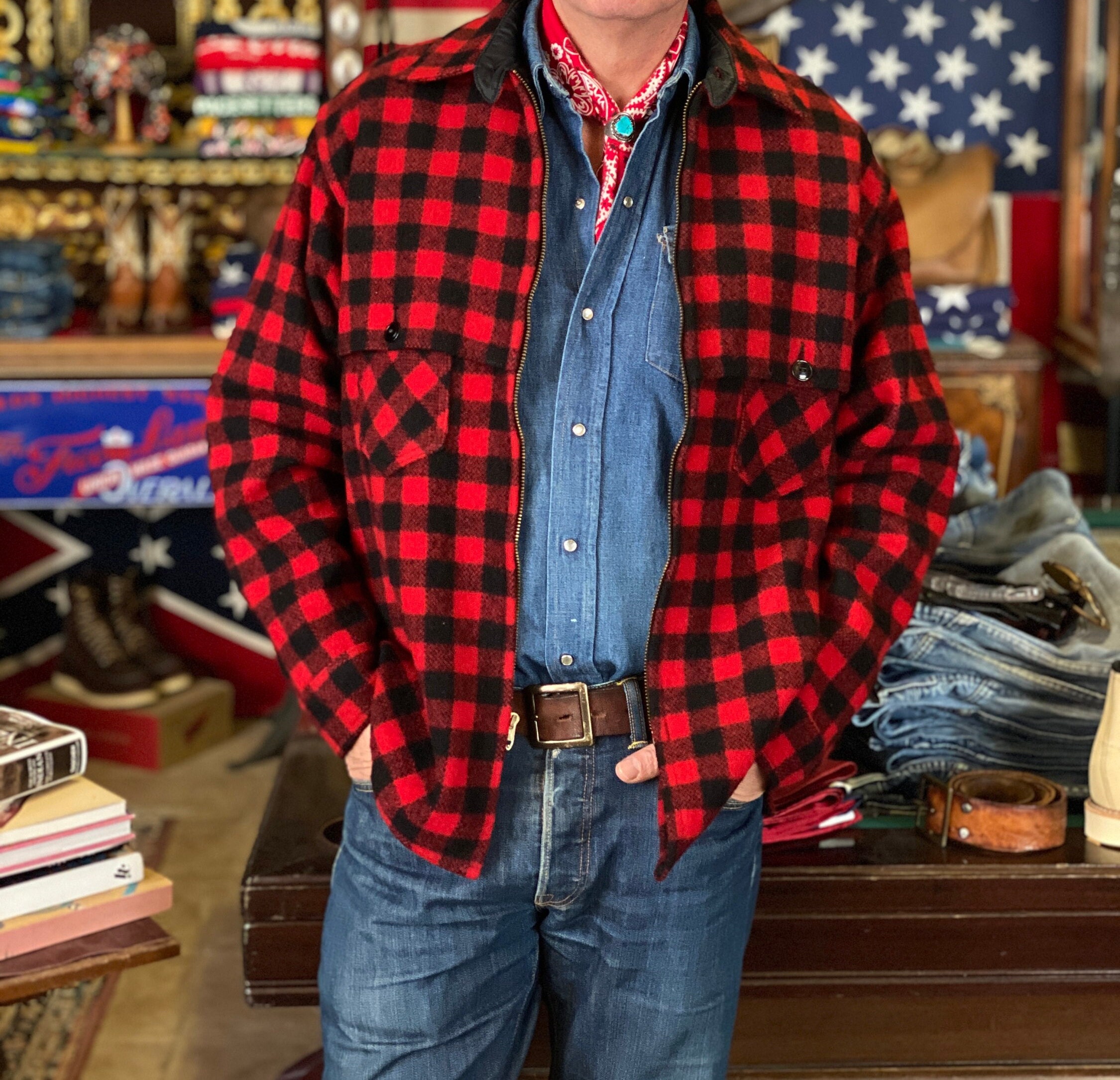 美品USA製JOHSON WOLLENMILLSバッファローウールジャケット Johnson Woolen Mills Buffalo Plaid Jacket / 1950s-60s Vermont Wool