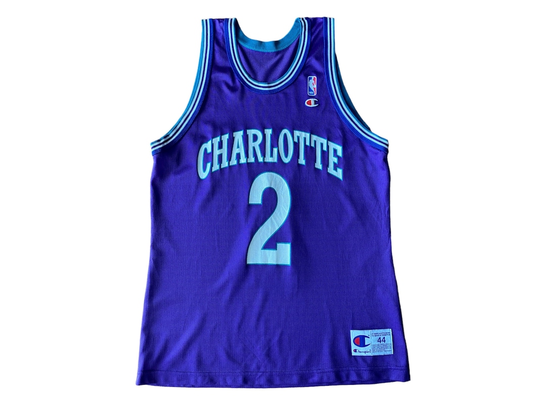 90s Champion NBA Charlotte Hornets #2 Larry Johnson Jersey