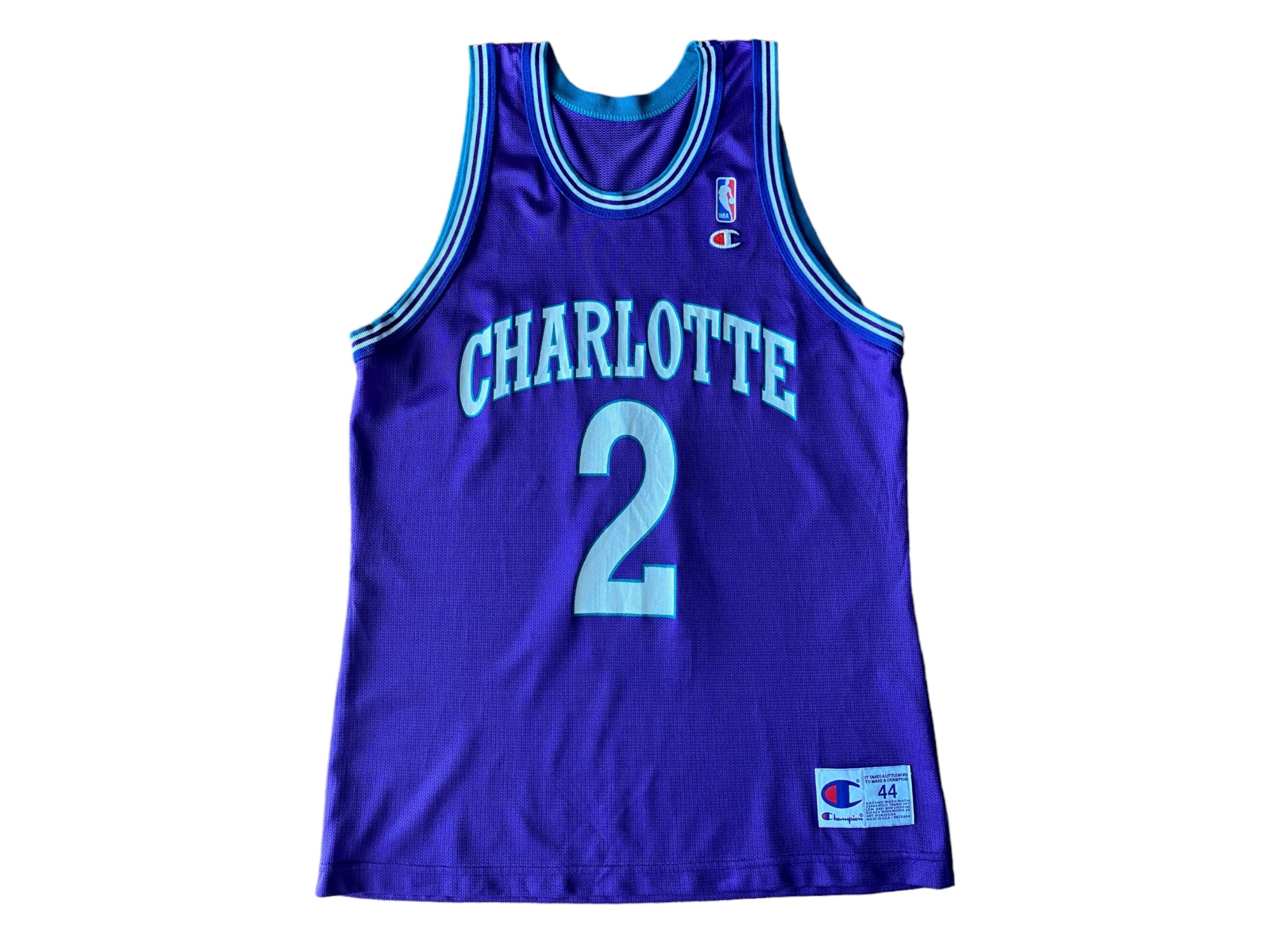 90s Champion NBA Charlotte Hornets #2 Larry Johnson Jersey