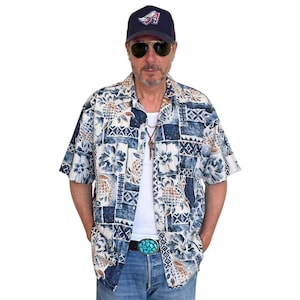 XL. Vintage 80er Jahre Hawaii Hemd aus Baumwolle Made In Hawaii