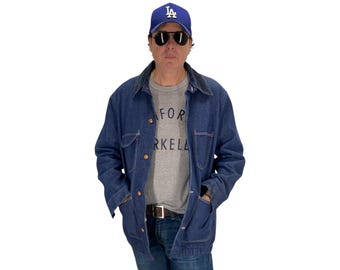 Vintage Blue Bell filtfodrad arbetsjacka | Tillverkad i USA | Kraftig denim, utility-modell | Storlek 44 Large | AJ357 Studio