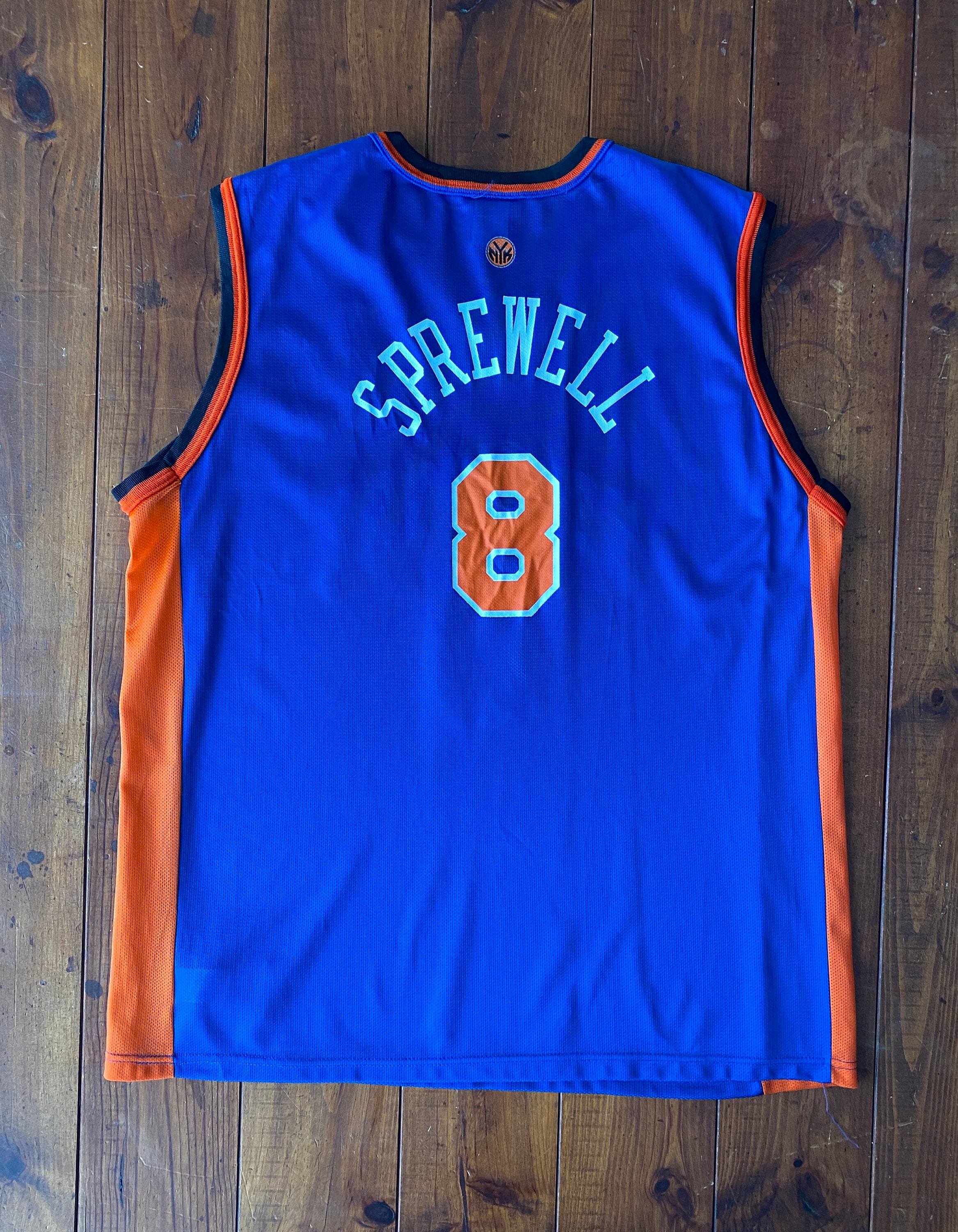 NBA NIKE 90's KNICKS ＃8 SPREWELL Latrell SPREWELL #8 NY Knicks 1999 CHAMPION jersey 44 blue