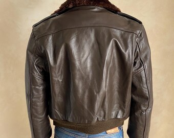 Vintage Golden Fleece Leather Bomber Flight Jacket – Made in USA