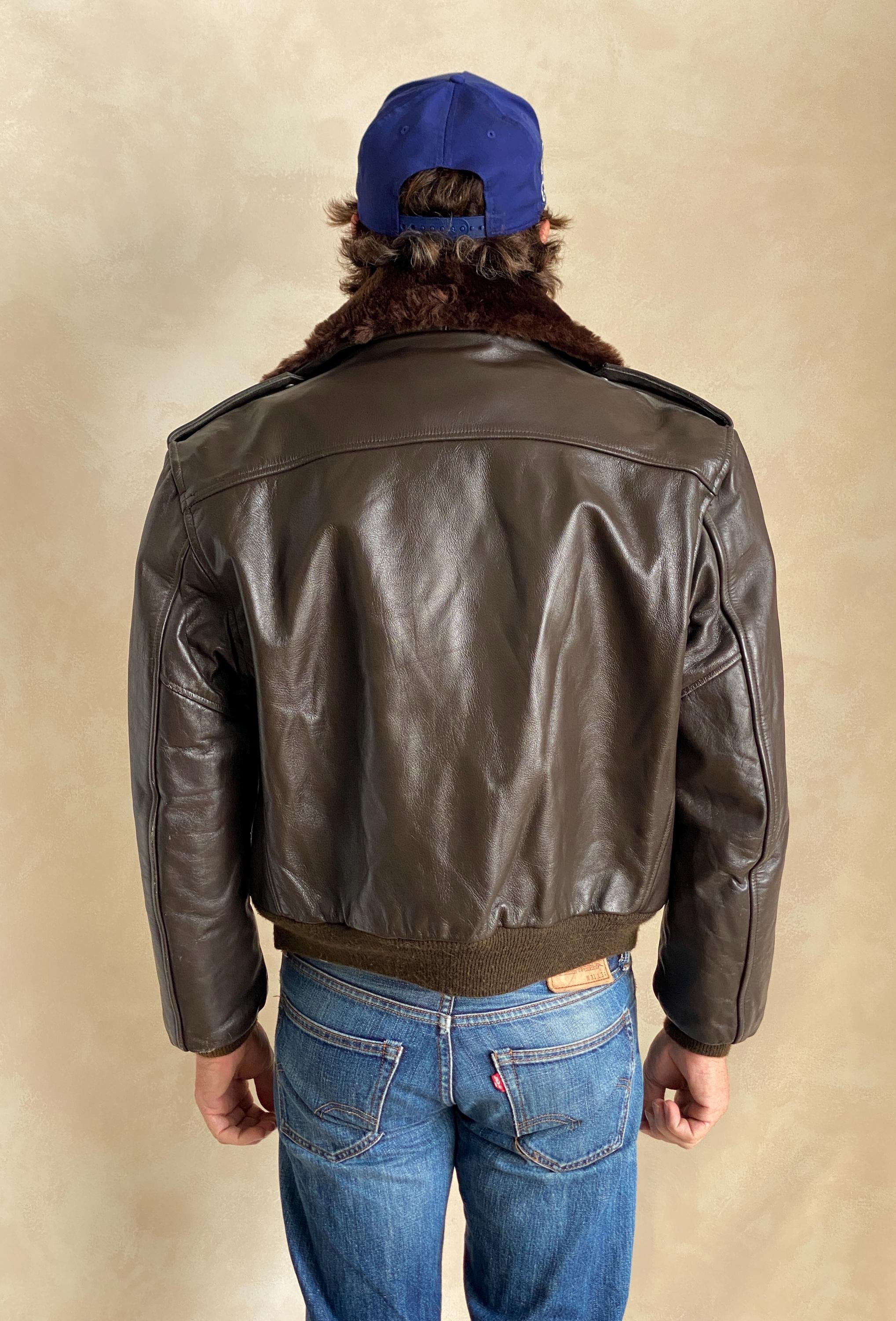 Vintage Golden Fleece Leather Bomber Flight Jacket – Made in USA