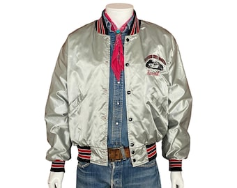Vintage 80s Satin Bomber Jacket | Classic American Style | Made in USA | Retro Streetwear Outerwear | Size L | AJ357 Studio