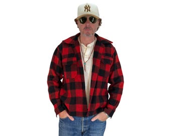 Vintage 40s 50s Polar E&W Wool Flannel Shirt Red Black Plaid