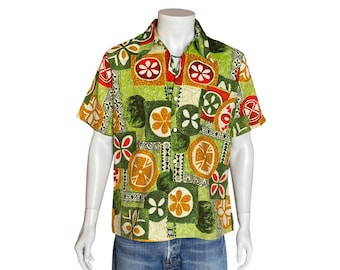 Vintage Hawaiiskjorta från 1970-talet, Cal Surf – storlek Large, bomull, Aloha, tillverkad i USA