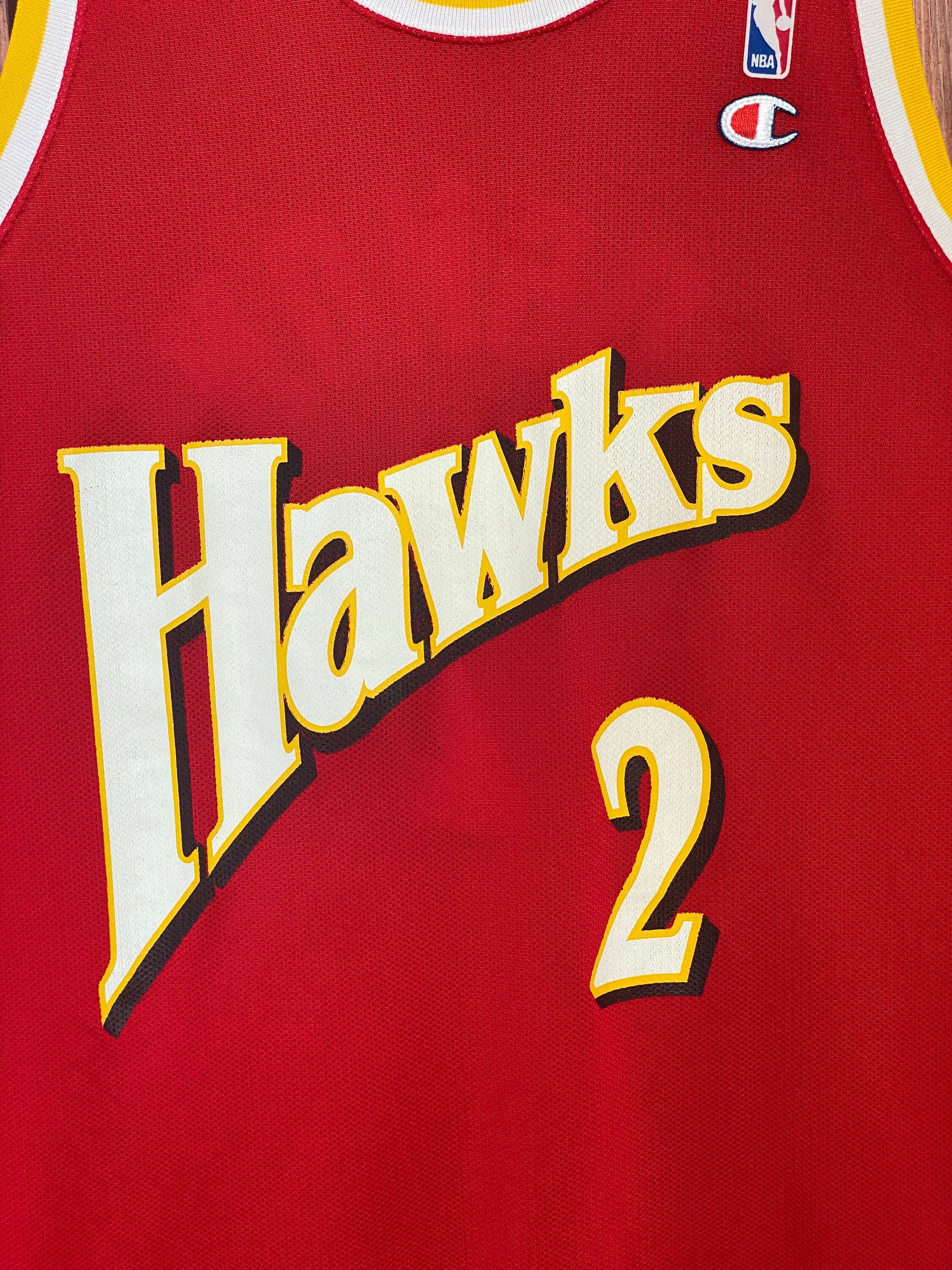 Vintage 90s Champion Atlanta Hawks #2 Stacey Augmon NBA Jersey