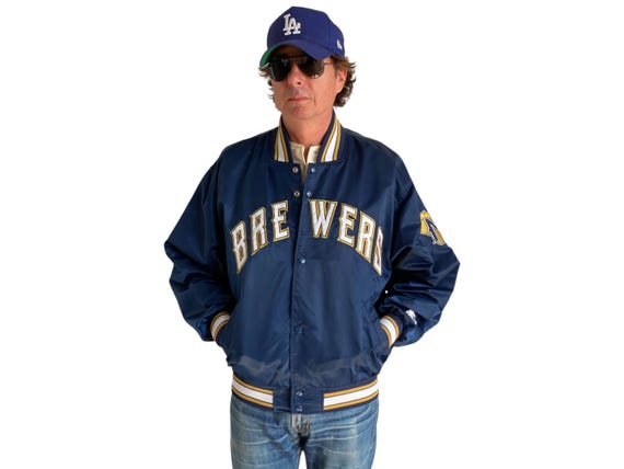 Vintage 1990s Milwaukee Brewers Blue Nylon Jacket by Starter