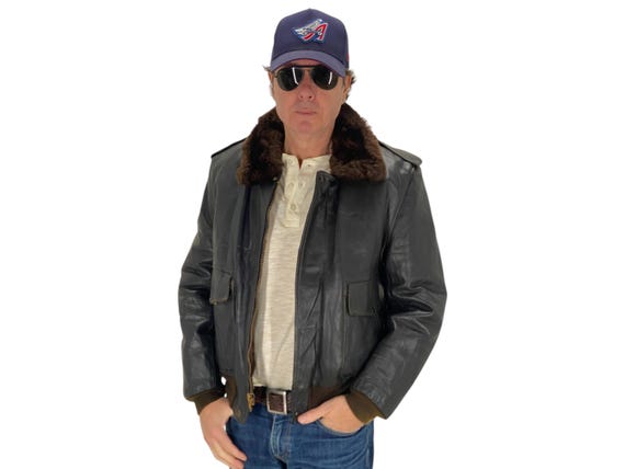 Vintage Leather Bomber Flight Jacket – G-1 Aviator Style Made in