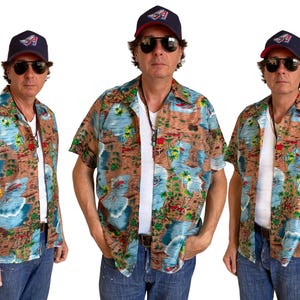Size L. Vintage 70s  polyester thin Hawaiian shirt