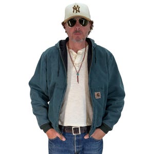 Maat medium Groen vintage Carhartt-jack met capuchon, jaren 90 Made in USA